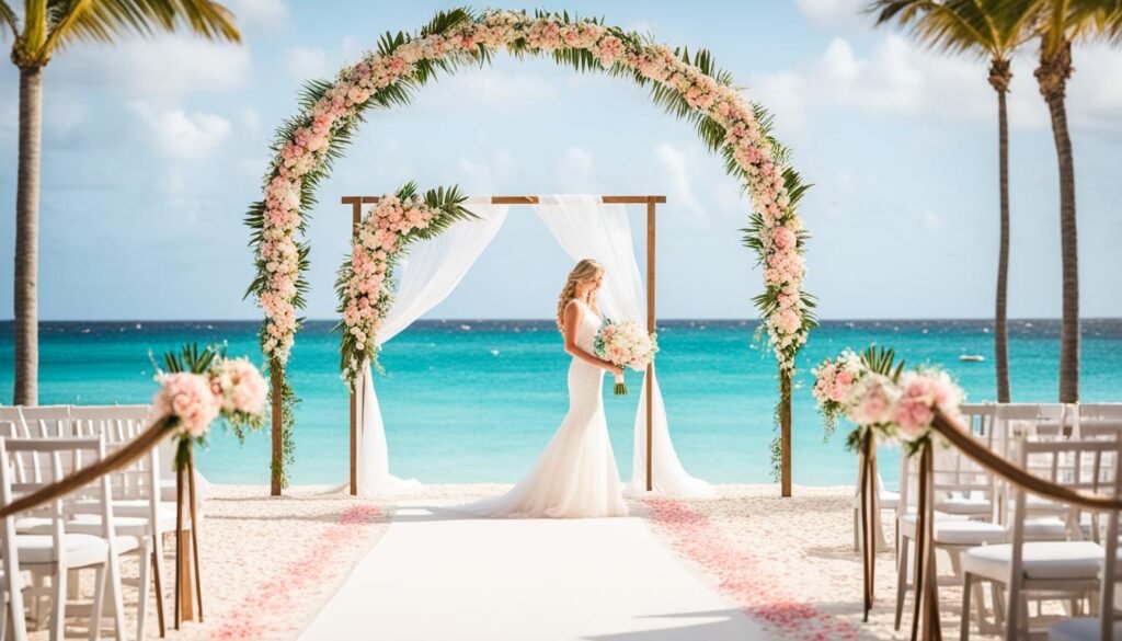 Wedding Ceremony backdrop at Royalton Punta Cana